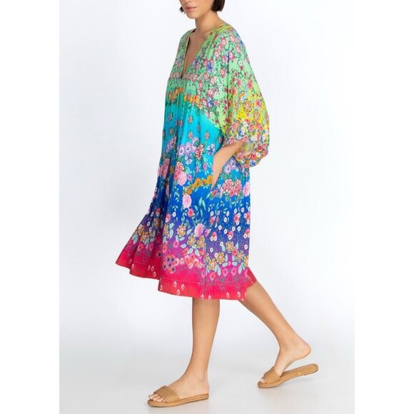 Johnny Was Rainbow Easy Cover Up Dress Womens Medium Boho Resort Travel - Picture 3 of 16